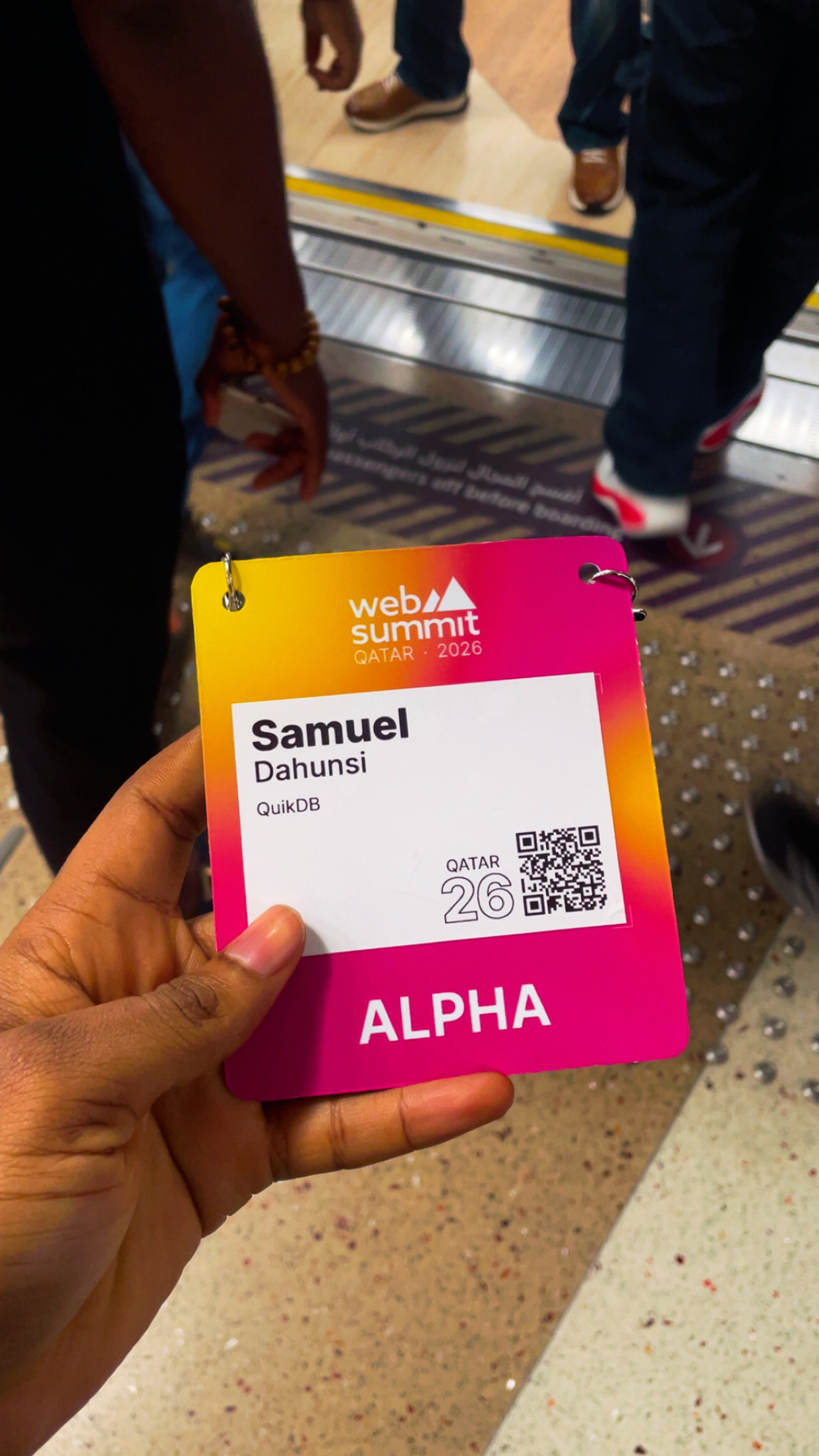 Samuel Dahunsi's QuikDB Alpha badge for Web Summit Qatar 2026